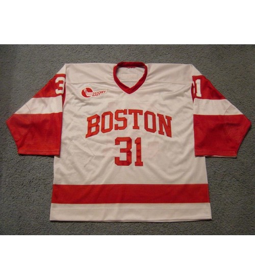 Custom NCAA 2002-03 Boston University Terriers BU 31 Sean Fields Hockey Jersey Home White